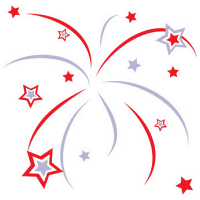 Fireworks in red and silver with stars