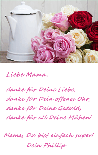 Grußkarte für Muttertagsgrüße mit Rosen
