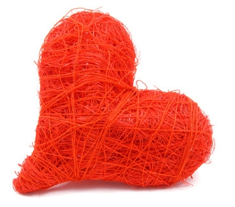 red wool heart