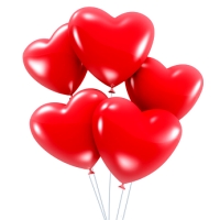 Ballons rouges en forme de cœur